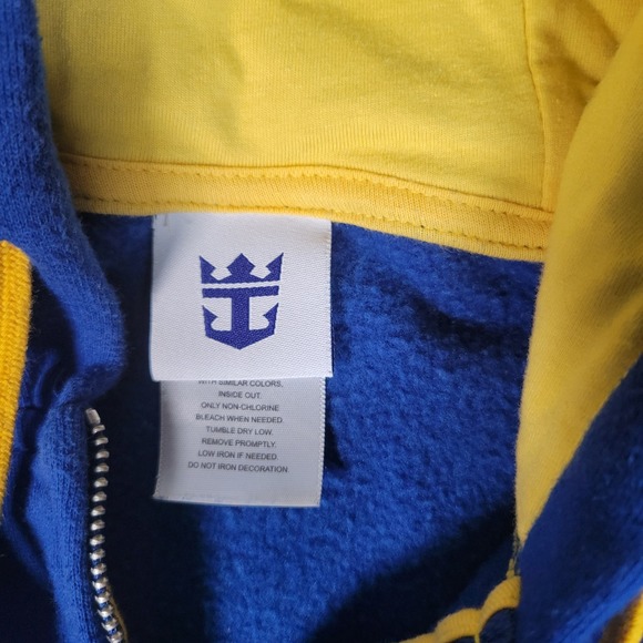 Royal Caribbean International Mens XL Blue Yellow Full Zip Fleece Hoodie - Picture 2 of 10